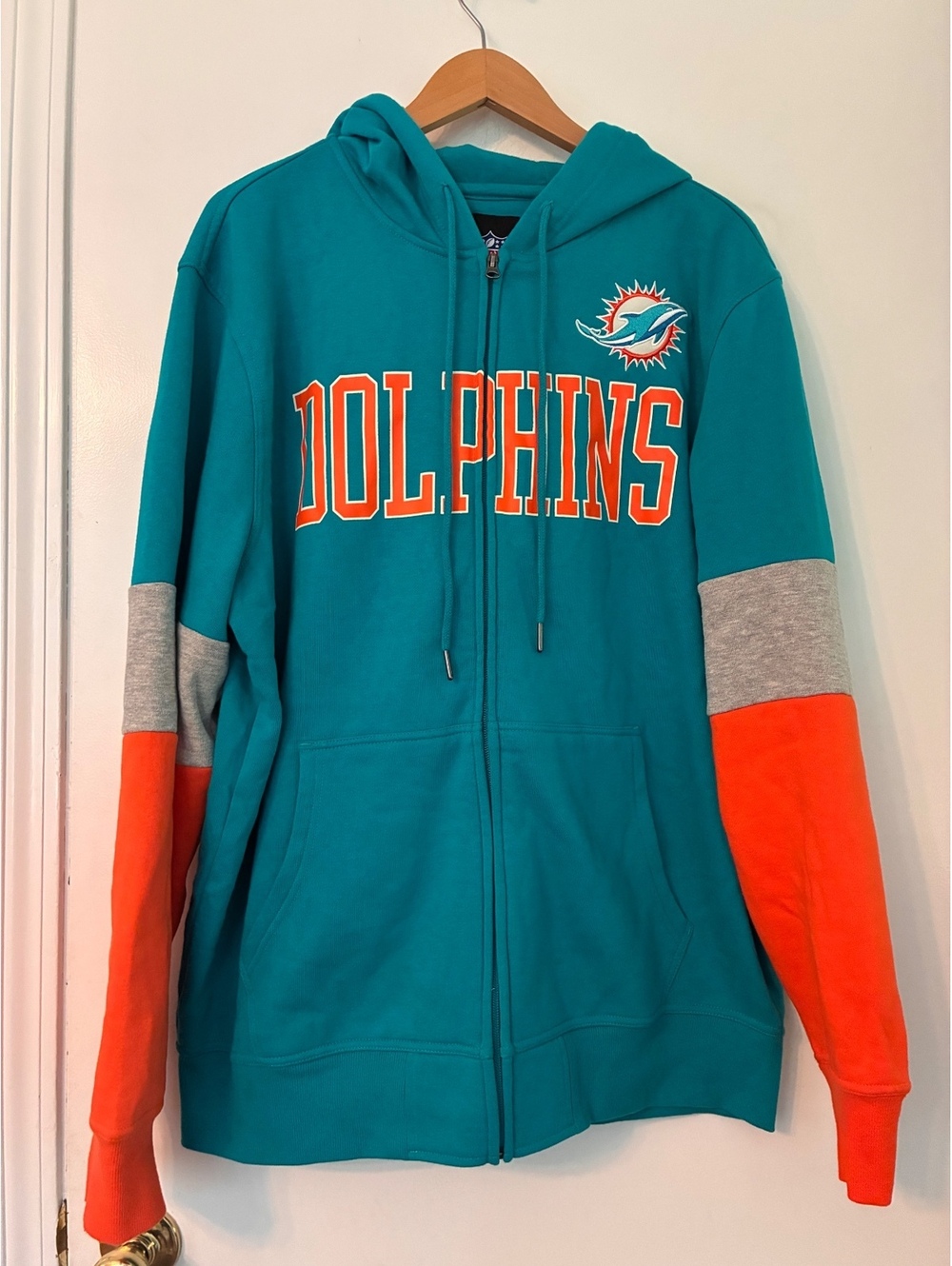 Miami Dolphins NFL Colorblock Full Zip Hoodie Men’s XL Aqua Orange